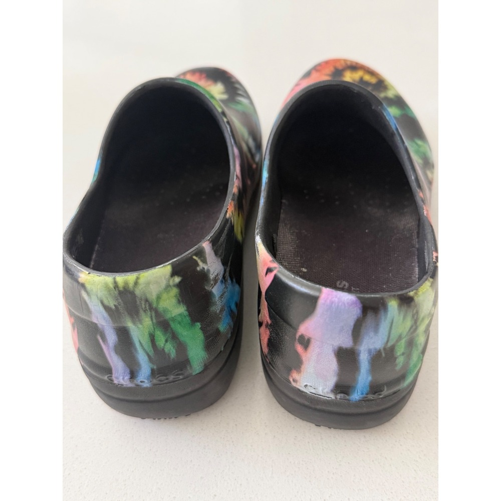 Crocs Neria Pro II Graphic Work Clogs Black Tie Dye Slip Resistant Womens 8 - Picture 4 of 9